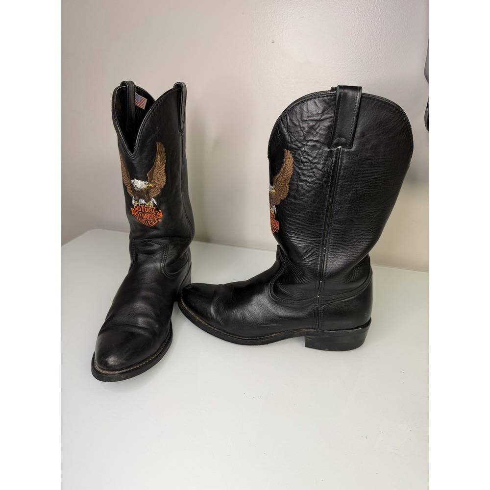 Men's Vintage Harley Davidson Riding Boots Size 10.5 D Cowboy Western Black